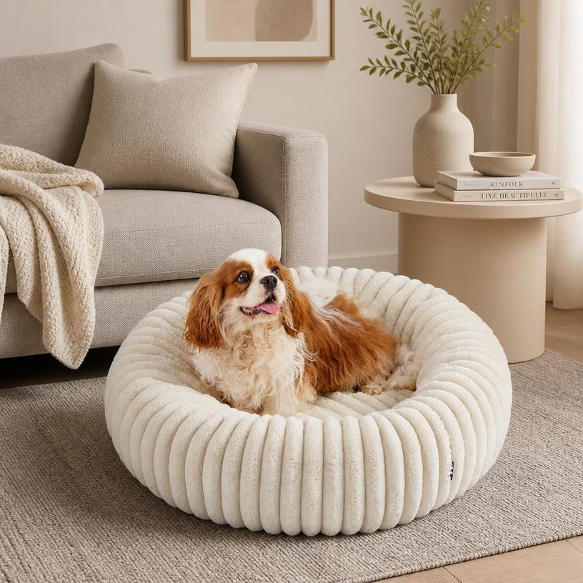 Cozy Round Pet Bed – Soft Plush Cat & Dog House for Winter