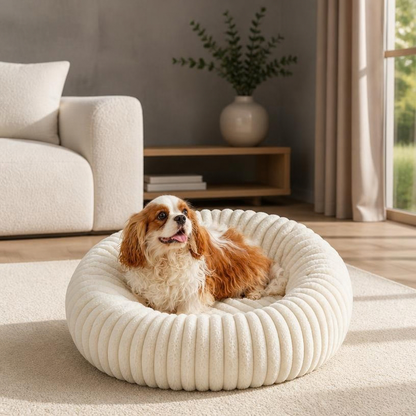 Cozy Round Pet Bed – Soft Plush Cat & Dog House for Winter