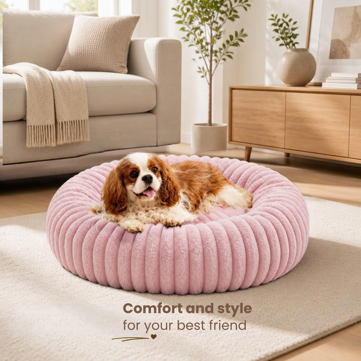 Cozy Round Pet Bed – Soft Plush Cat & Dog House for Winter