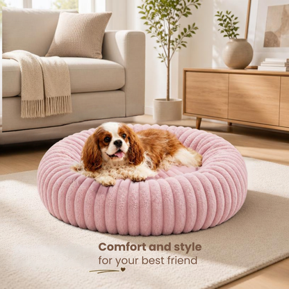 Cozy Round Pet Bed – Soft Plush Cat & Dog House for Winter