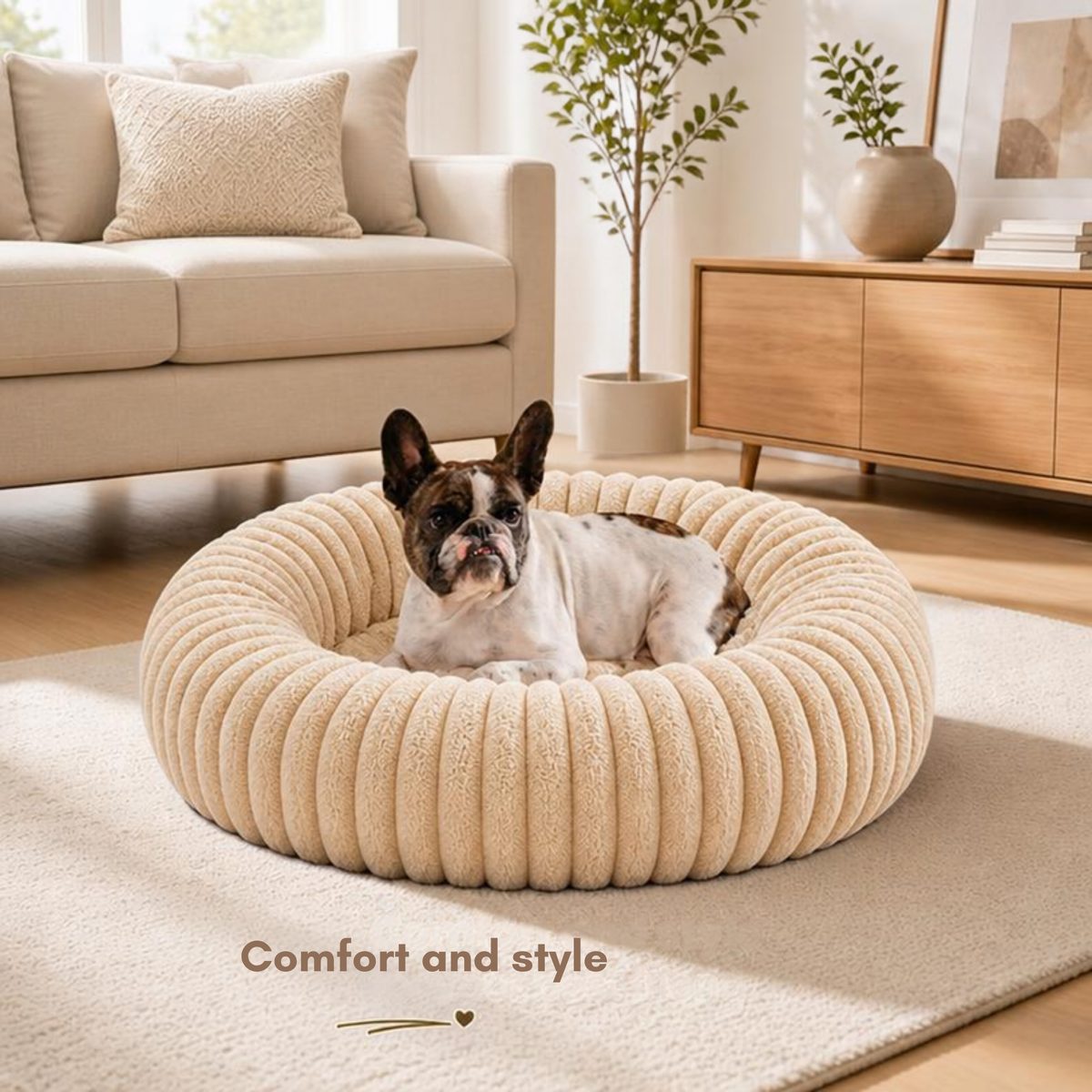 Cozy Round Pet Bed – Soft Plush Cat & Dog House for Winter