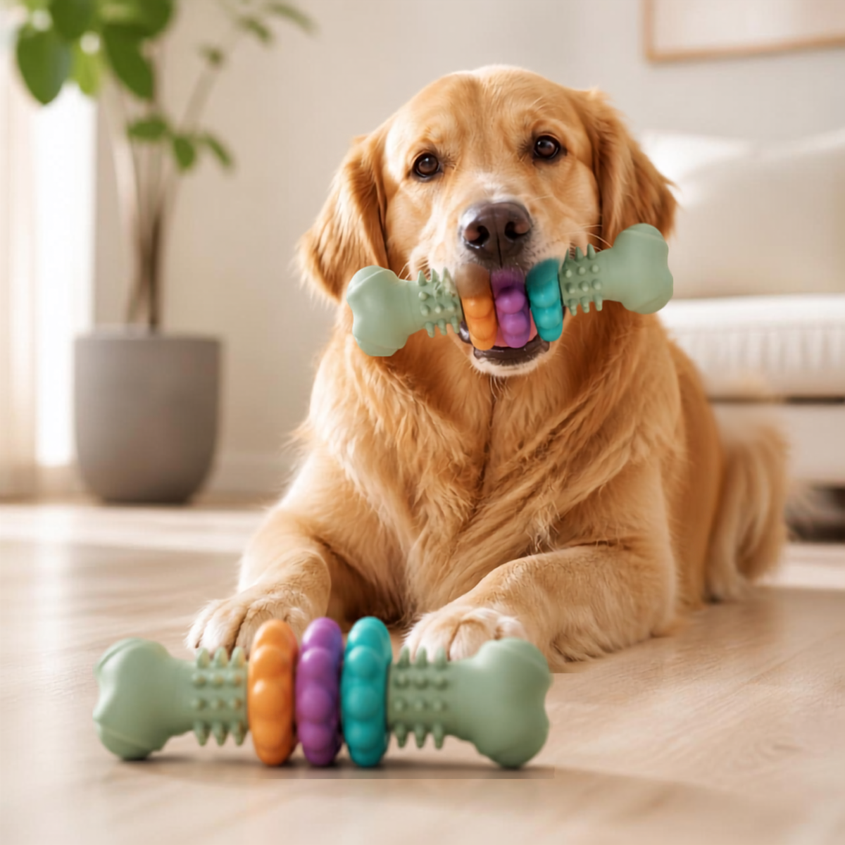 Indestructible Dog Chew Toy TPR Bone Shape, Teeth Cleaning & Teething Toy for Aggressive Chewers
